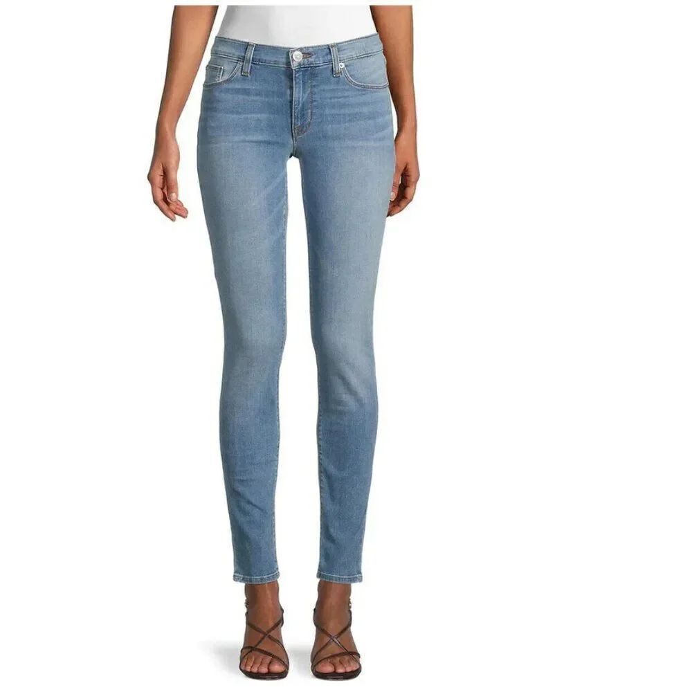 Hudson Los Angeles Krista Super Skinny Blue Jean Denim Whiskered Faded in 28